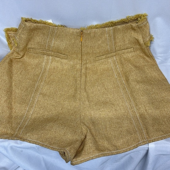 Anthropology Moon River Gold High Waist adjustable belt back zip up Shorts S - Picture 5 of 13